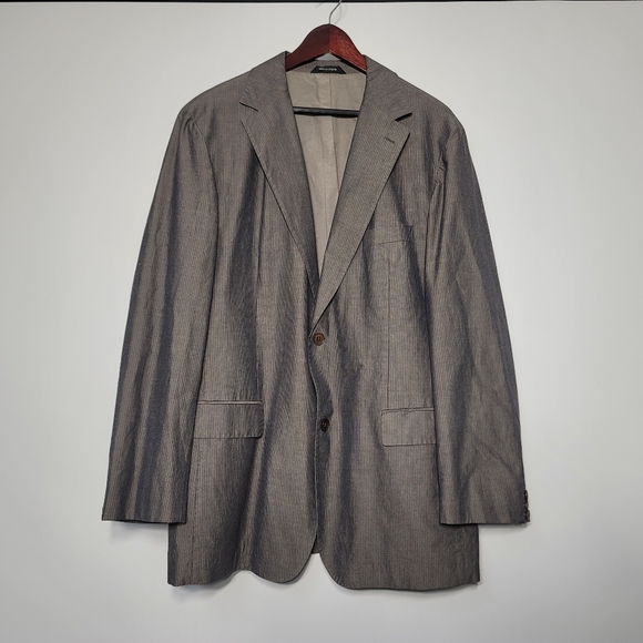Boss Hugo Boss Pasolini Movie Blazer Sport Coat 44R Cotton Striped Gray